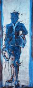 Standing Figure With Blue Background - Signed Print