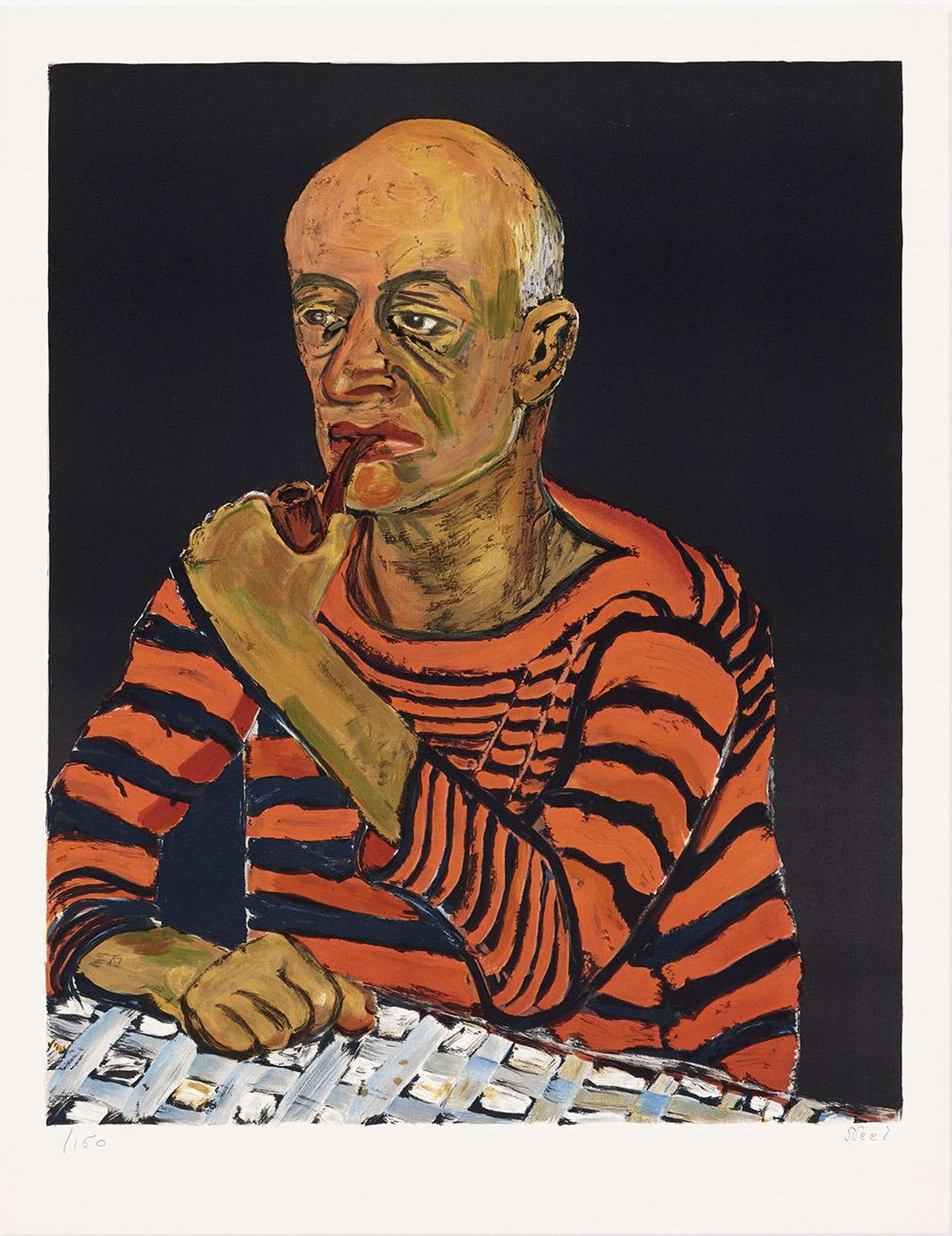 John (Man With Pipe) - Signed Print by Alice Neel 1980 - MyArtBroker