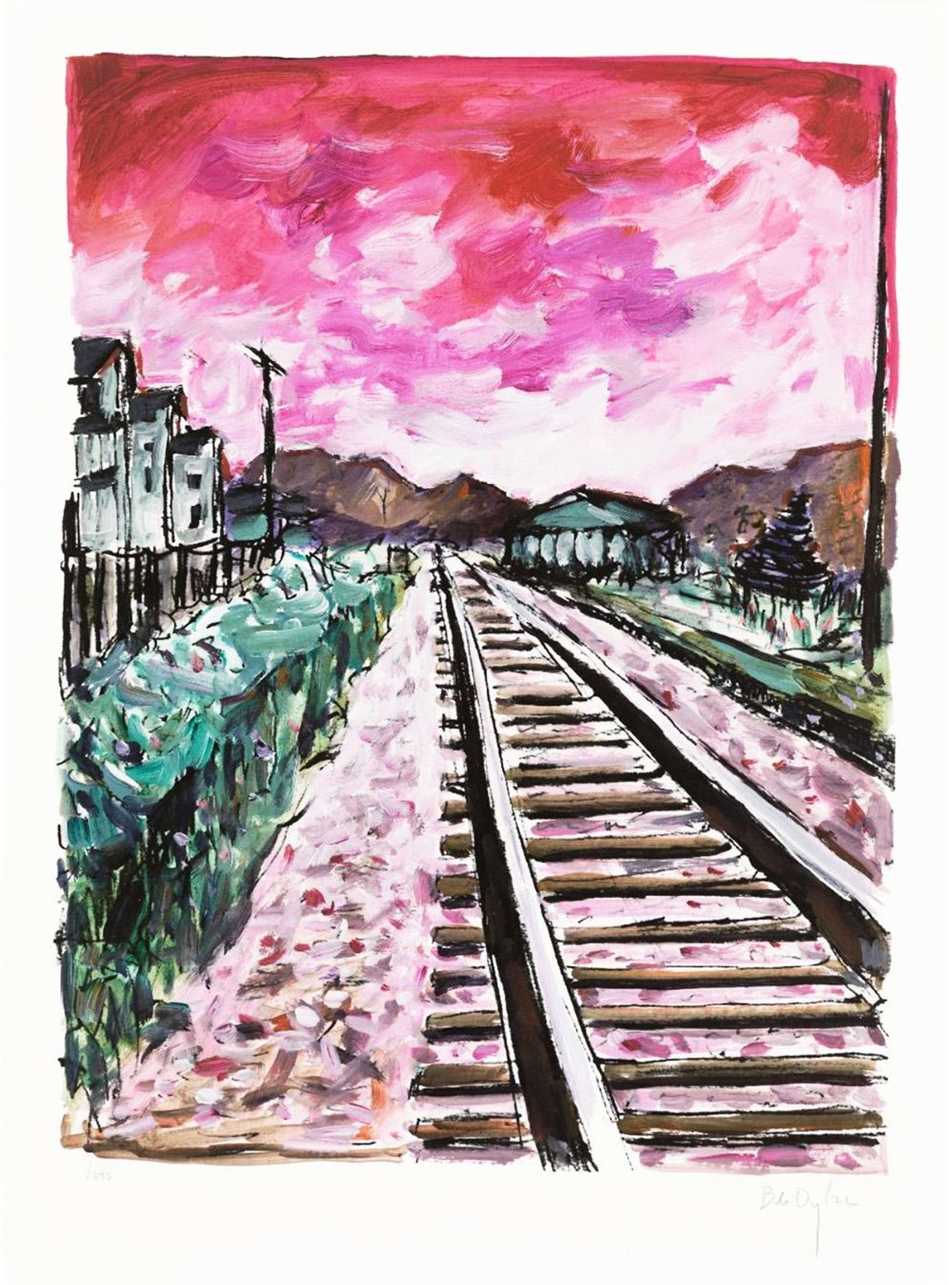 Train Tracks Pink (2018) - Signed Print by Bob Dylan 2018 - MyArtBroker