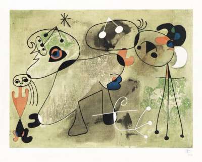 Composition Sur Fond Vert - Signed Print by Joan Miró 1950 - MyArtBroker