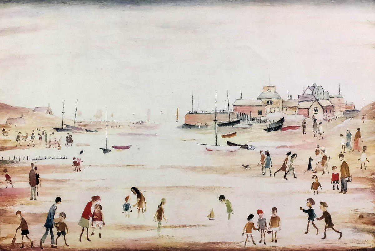 L S Lowry On The Sands (Signed Print)