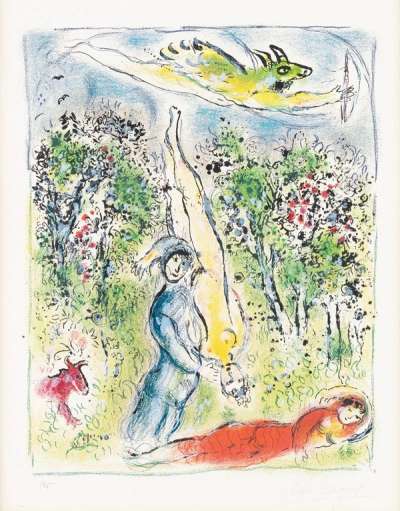 Marc Chagall: Nous Habitons Parmi Les Fleurs Des Prés - Signed Print