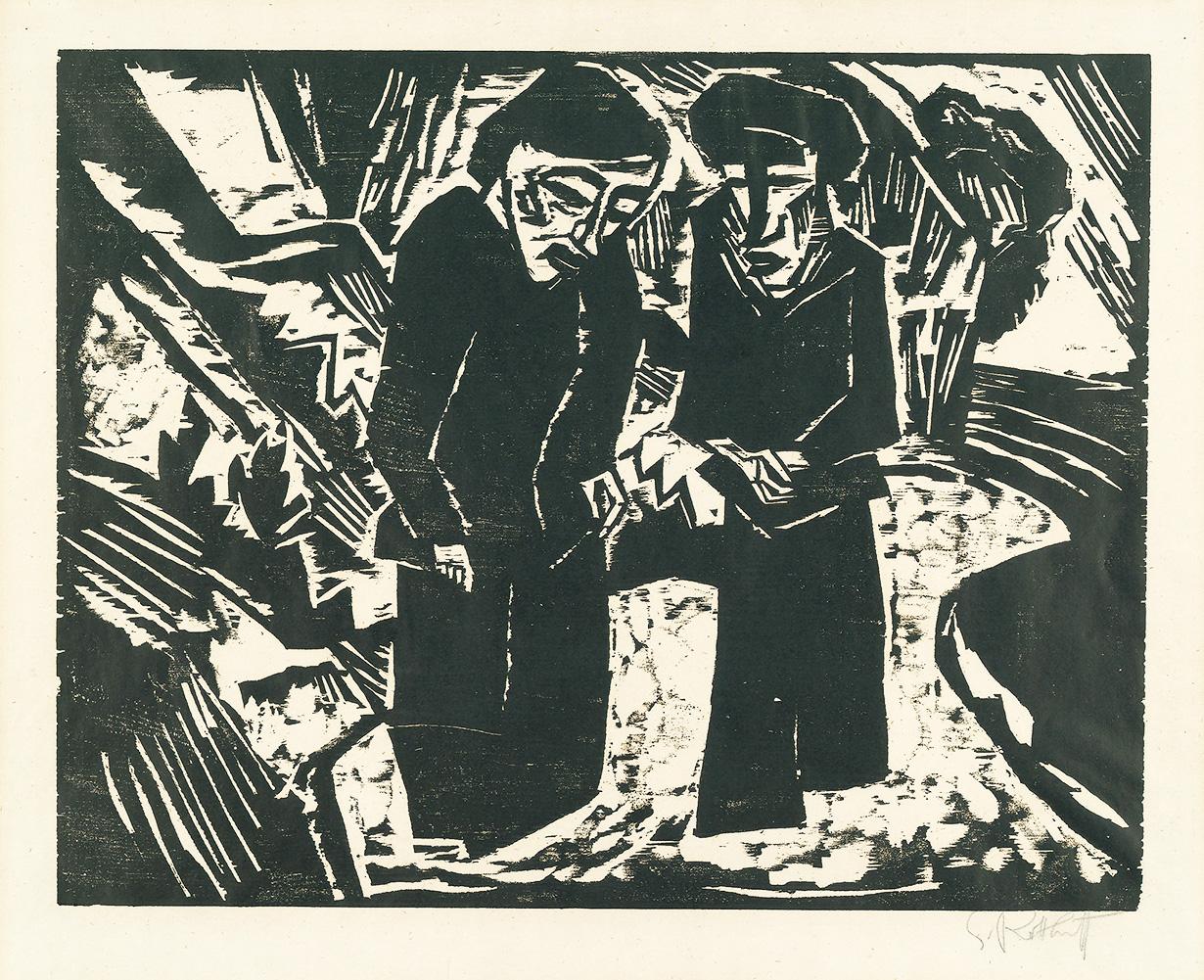 Karl Schmidt-Rottluff Trauernde Am Strand (Signed Print) 1914