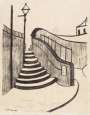 L S Lowry: The Old Steps Stockport - Signed Print