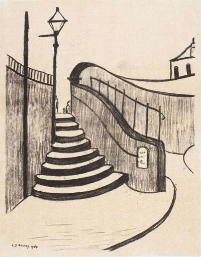 The Old Steps Stockport - Signed Print by L. S. Lowry 1969 - MyArtBroker