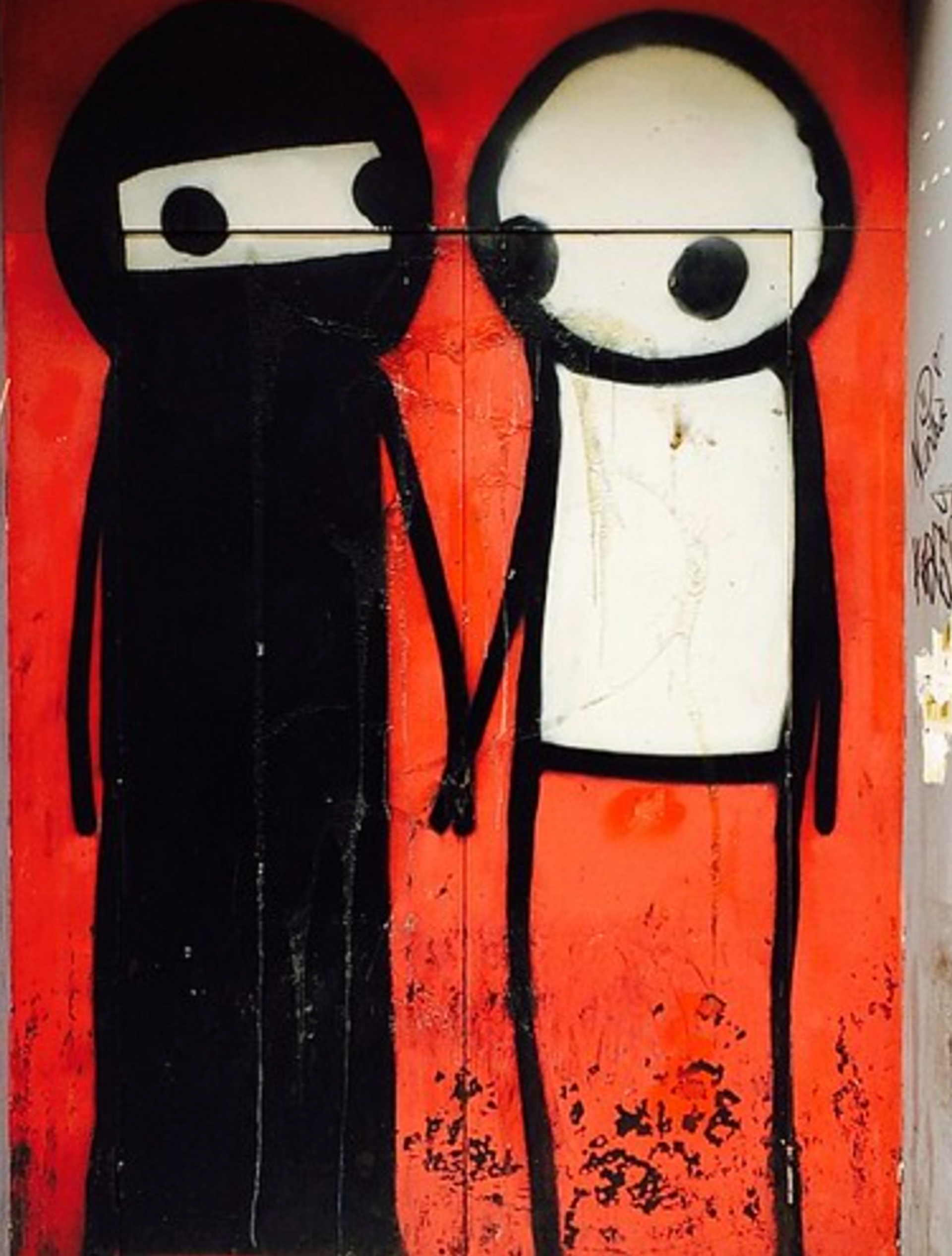 A Couple Hold Hands in the Street by STIK