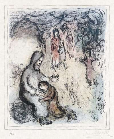 Marc Chagall: La Bénédiction De Jacob - Signed Print