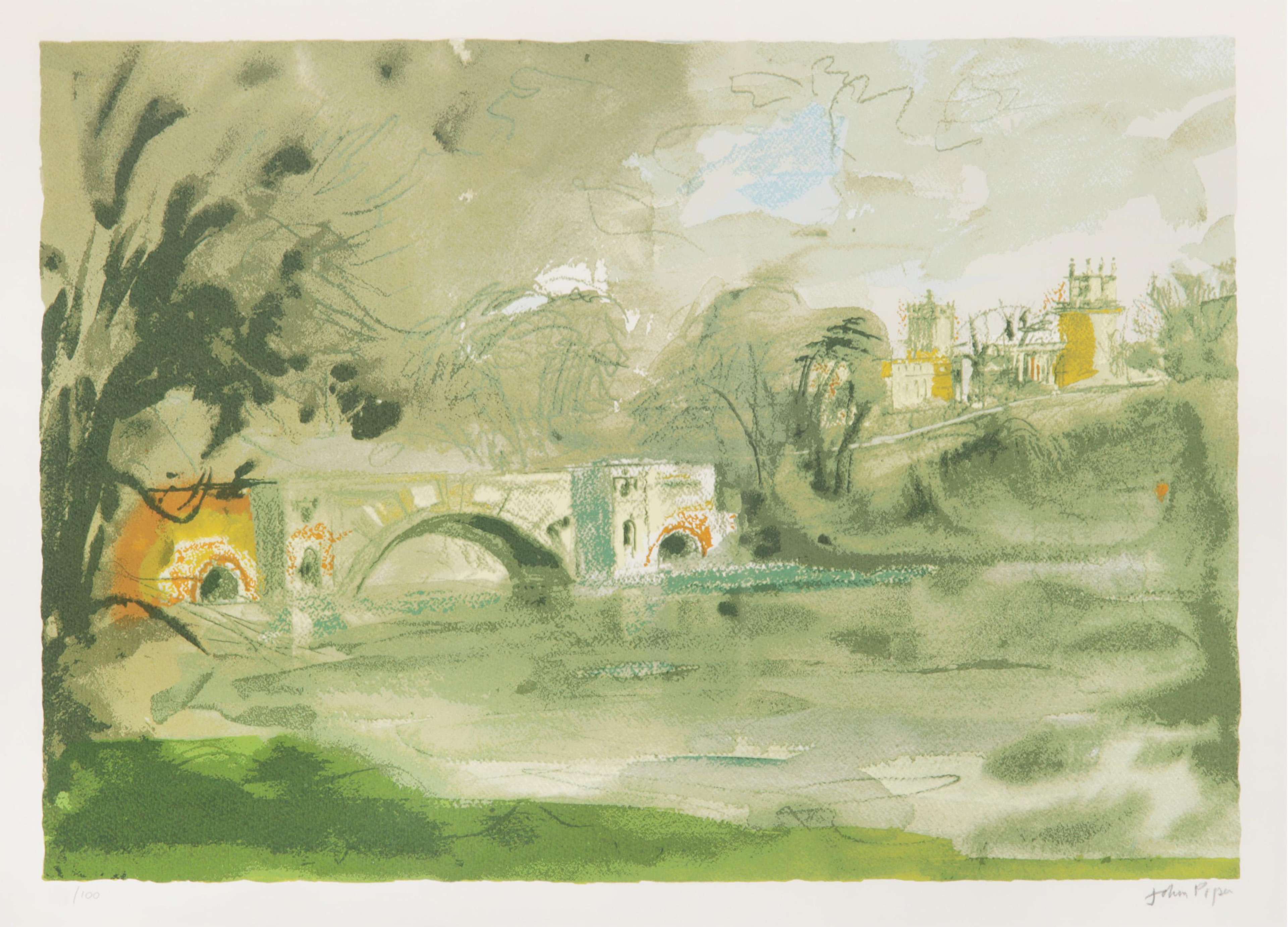 Blenheim Bridge - Signed Print by John Piper 1988 - MyArtBroker