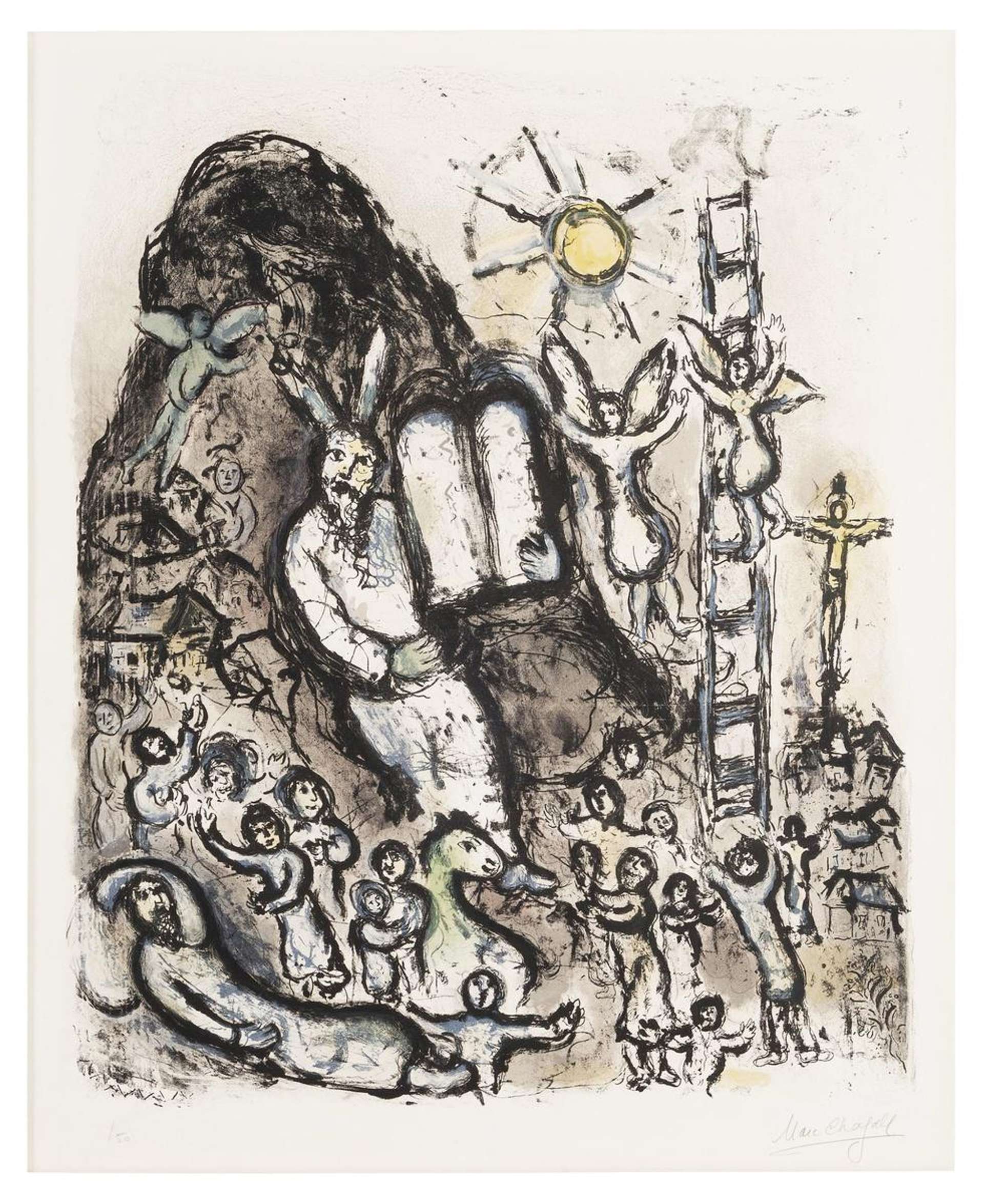 Marc Chagall: Vision De Moses - Signed Print