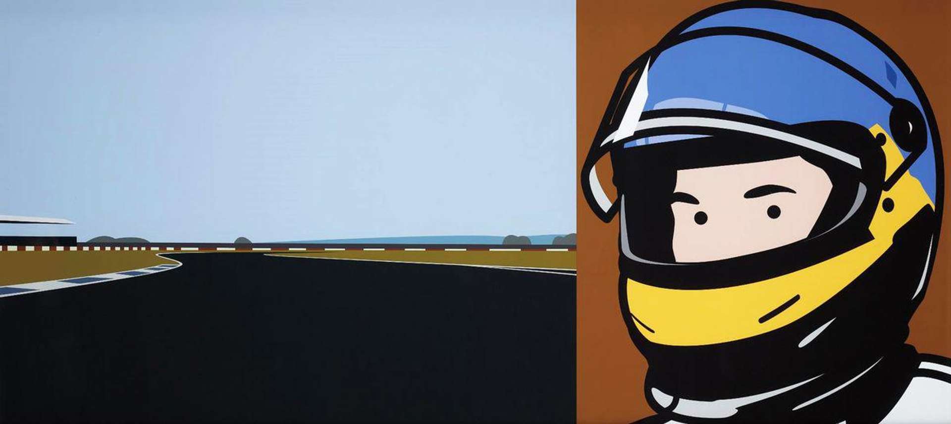 Imagine you are driving (fast) / Jacques / Helmet by Julian Opie