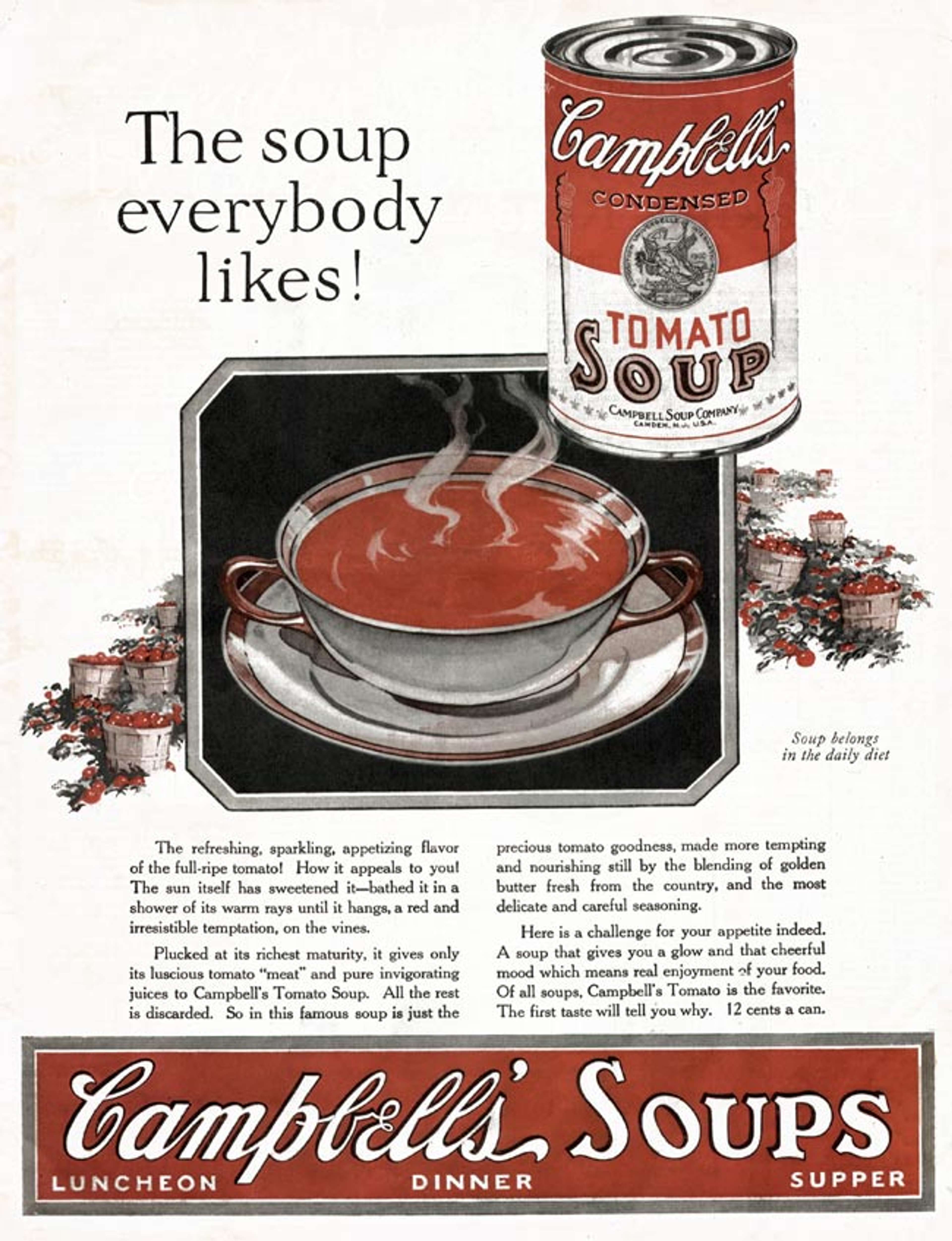 Ad for Campbell's Tomato Soup, published in the June 1927 issue of the People's Home Journal.
