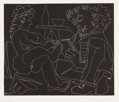 Peintre Dessinant Et Modèle Nu Au Chapeau - Signed Print by Pablo Picasso 1965 - MyArtBroker