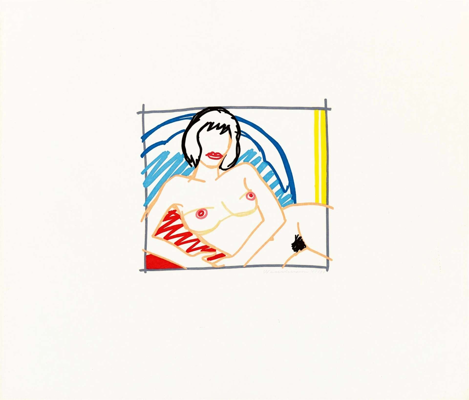 Tom Wesselmann: Monica Nude With Yellow Curtain - Signed Print