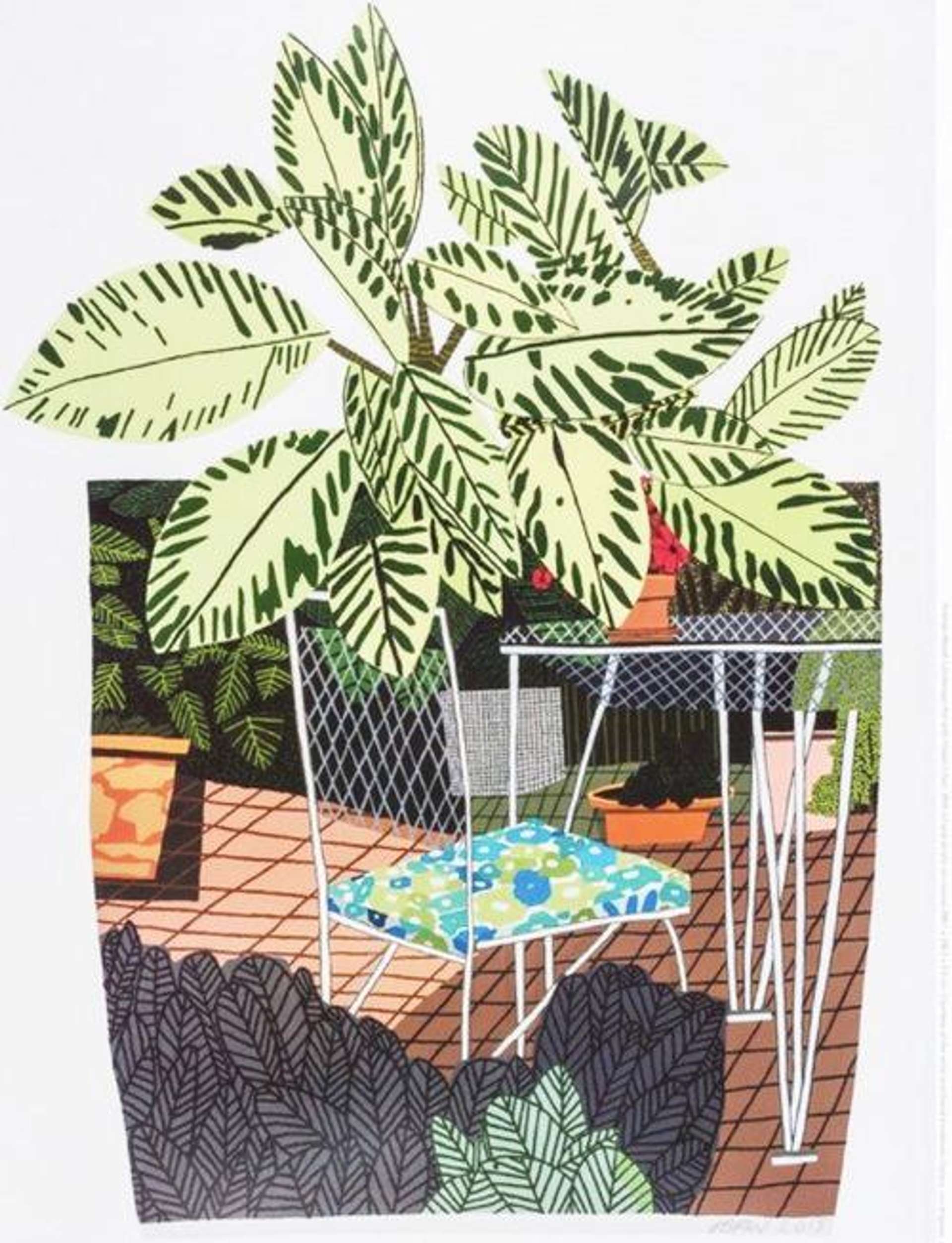 Pot With Flower Chair - Signed Print by Jonas Wood 2015 - MyArtBroker