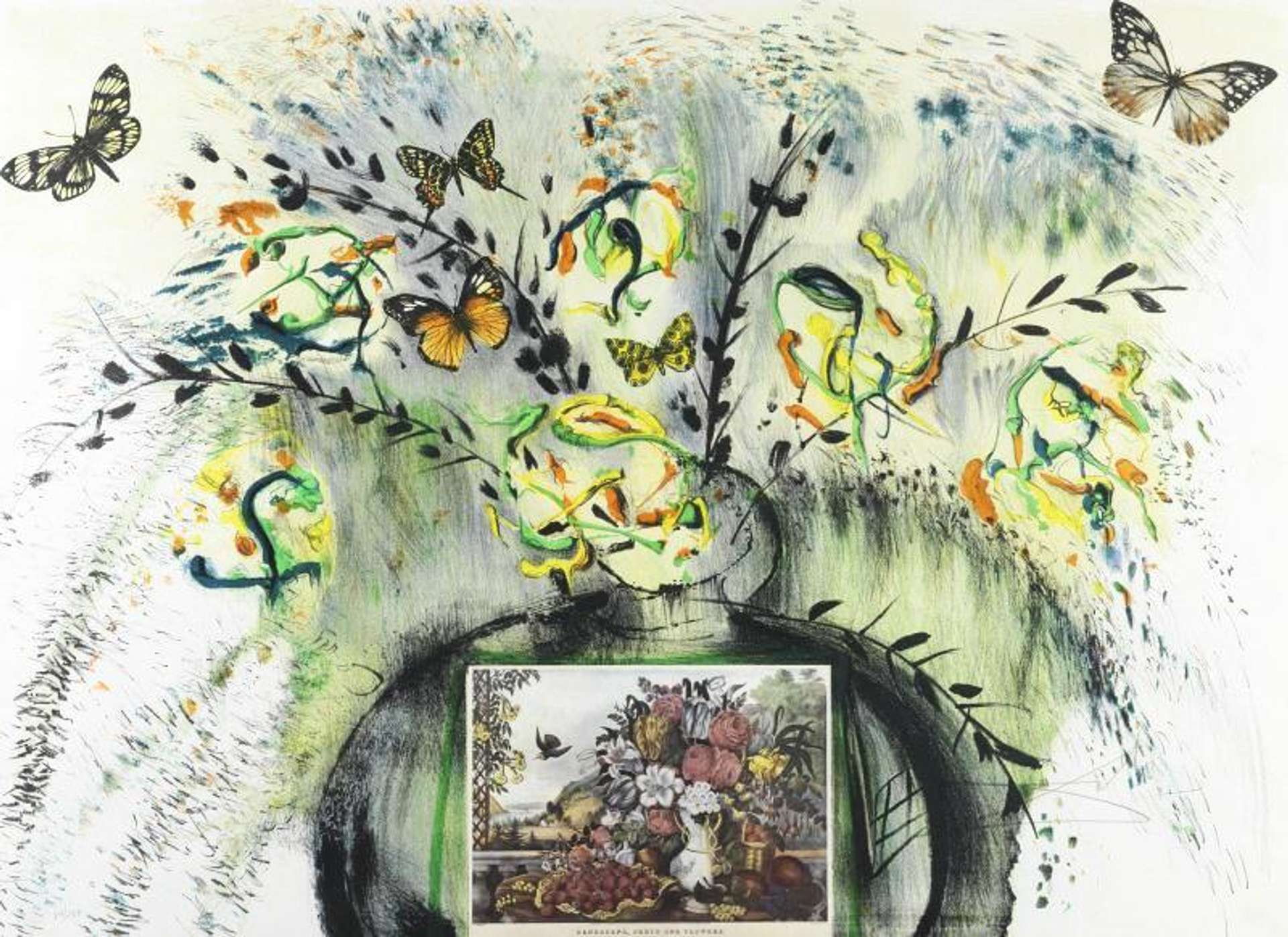 Flowers And Fruit (Currier & Ives) - Signed Print by Salvador Dali 1971 - MyArtBroker