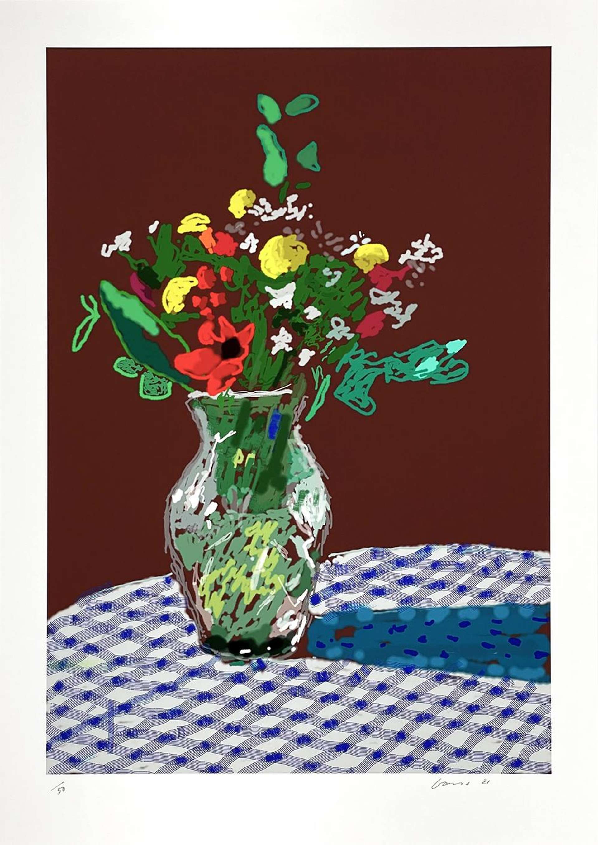 16th February, 2021, More Flowers In A Glass Vase - Signed Print by David Hockney 2021 - MyArtBroker