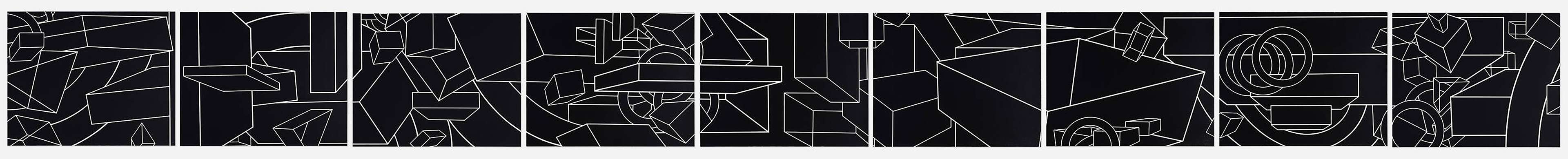 Untitled (White Lines On Black paper) - Signed Print by Al Held 1973 - MyArtBroker