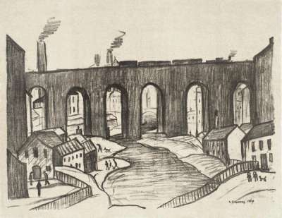 The Viaduct Stockport - Signed Print by L S Lowry 1969 - MyArtBroker