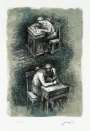 Henry Moore: Girl Seated At Desk IX - Signed Print