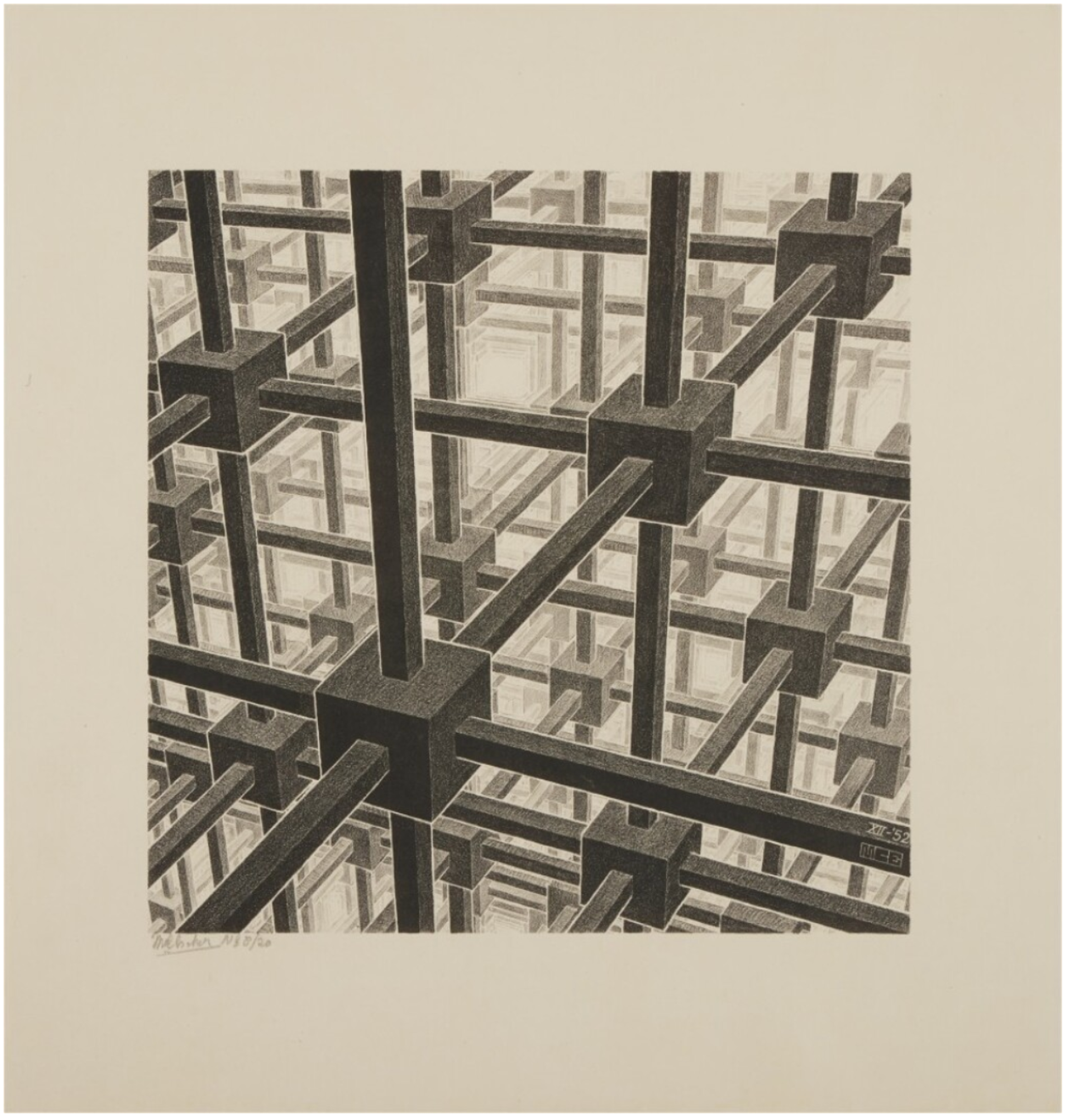 Cubic Space Division (Bool 386) by M. C. Escher - Sotheby's 