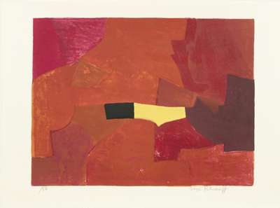 Composition Lie-De-Vin, Jaune Et Noire - Signed Print by Serge Poliakoff 1961 - MyArtBroker