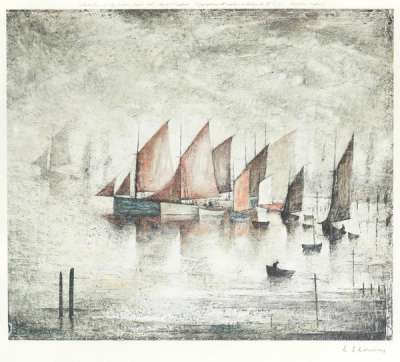 Sailing Boats - Signed Print by L. S. Lowry 1975 - MyArtBroker