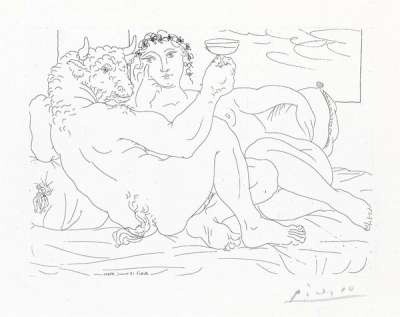 Minotaure Une Coupe La Main Et Jeune Femme (signed) - Signed Print by Pablo Picasso 1933 - MyArtBroker