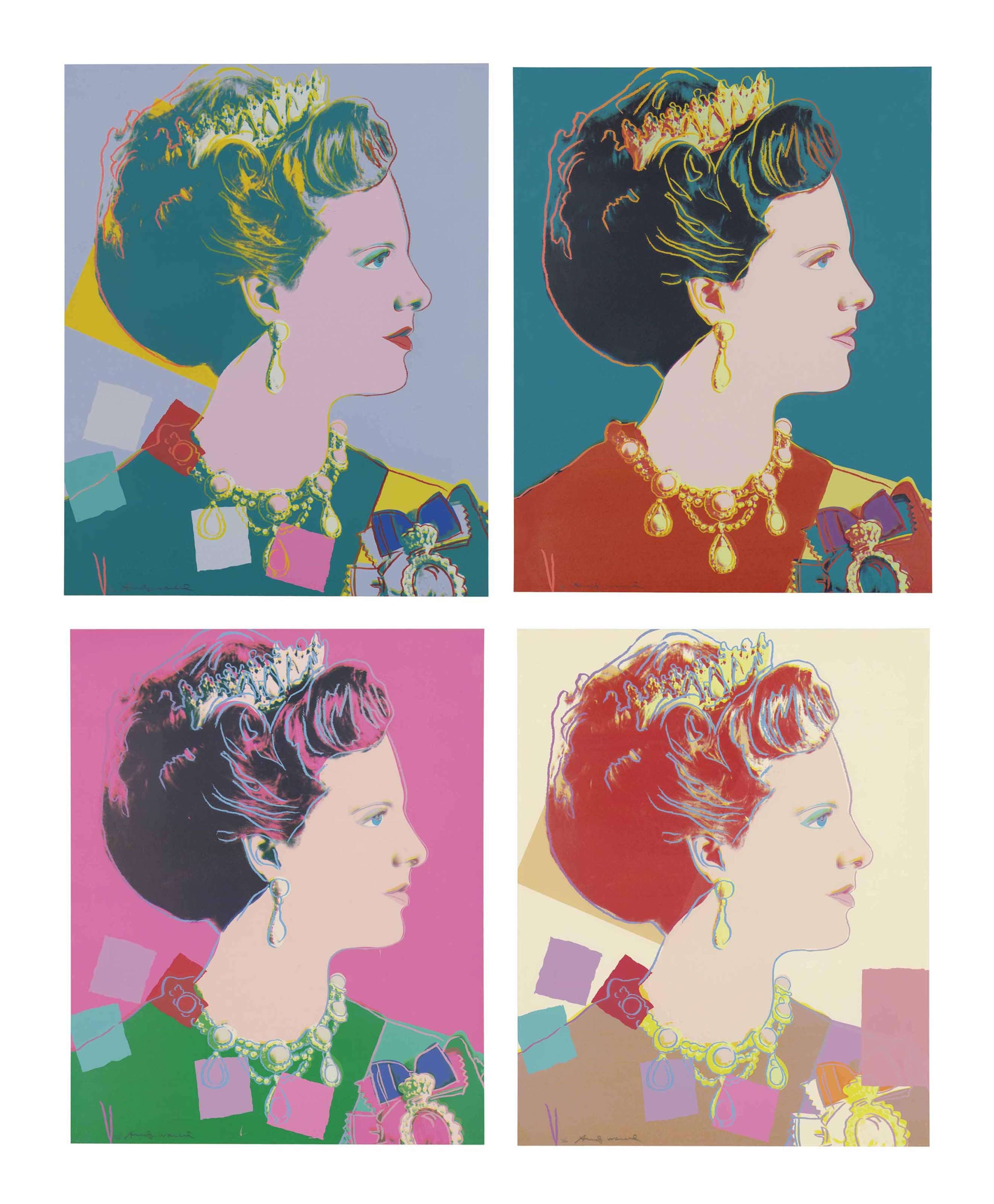 Queen Margrethe of Denmark (F. & S. II.342-345) (complete set) - Signed Print by Andy Warhol 1985 - MyArtBroker