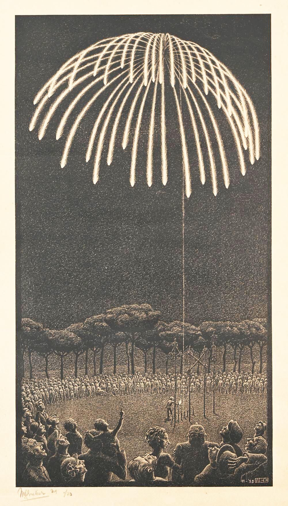Maurits Cornelis Escher Firework (Signed Print) 1933