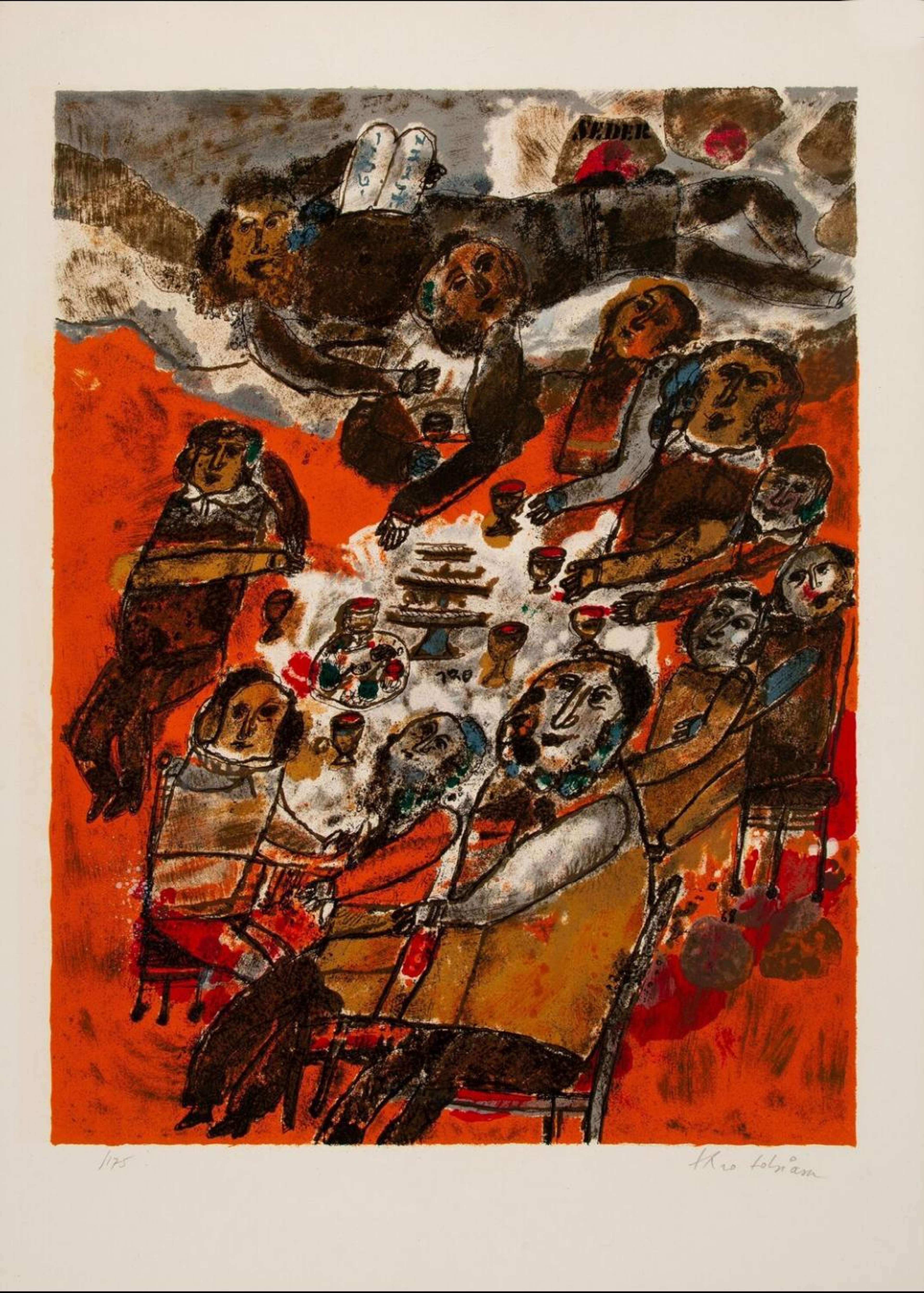 Seder - Signed Print by Theo Tobiasse 1968 - MyArtBroker