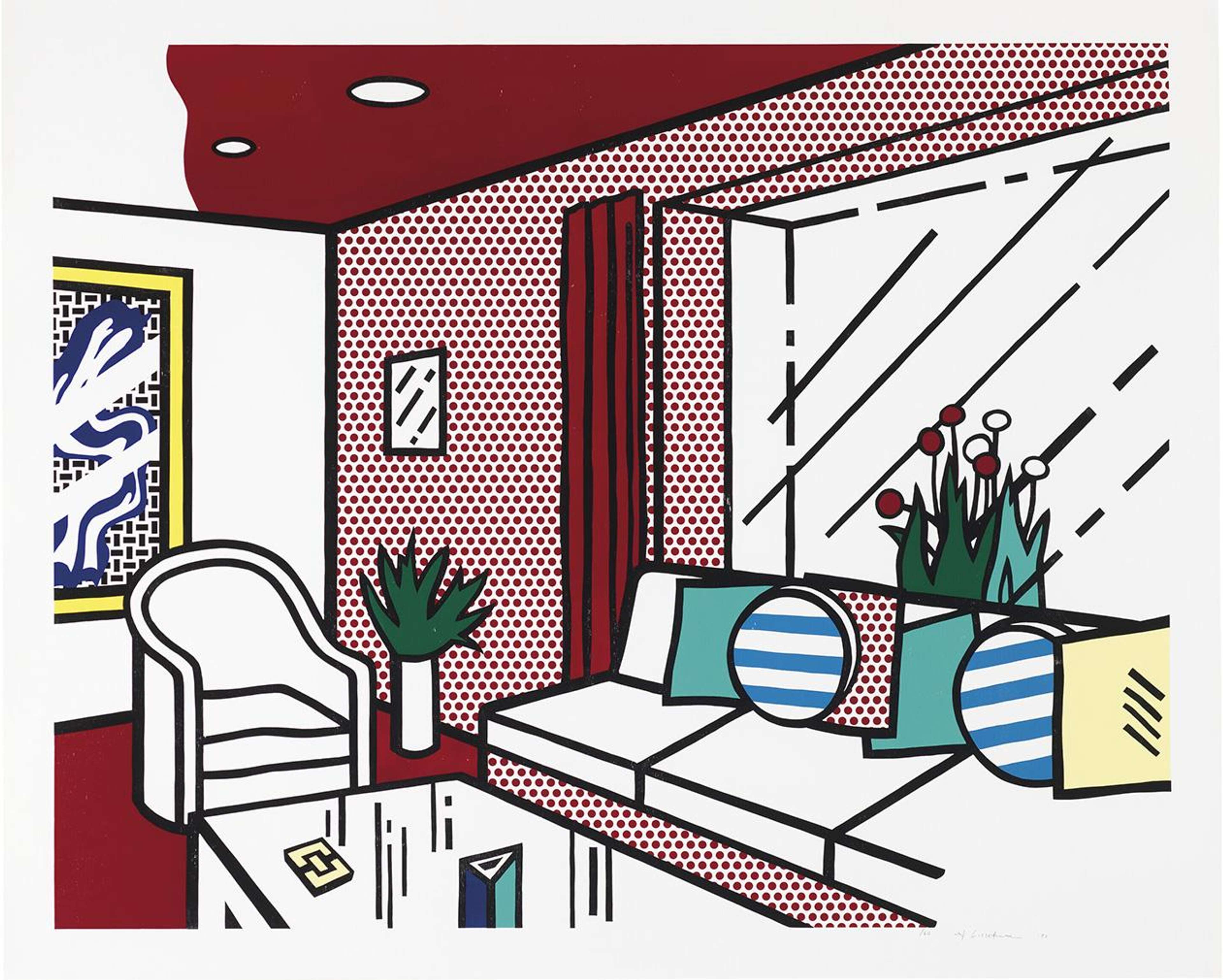 Living Room - Signed Mixed Media by Roy Lichtenstein 1990 - MyArtBroker