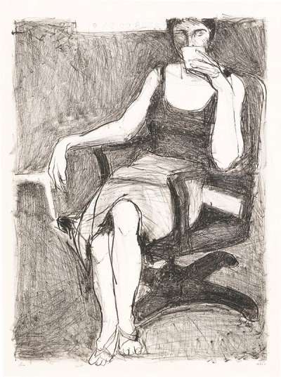 Seated Woman Drinking From A Cup - Signed Print by Richard Diebenkorn 1965 - MyArtBroker