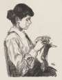 Max Liebermann: Strickendes Mädchen - Signed Print