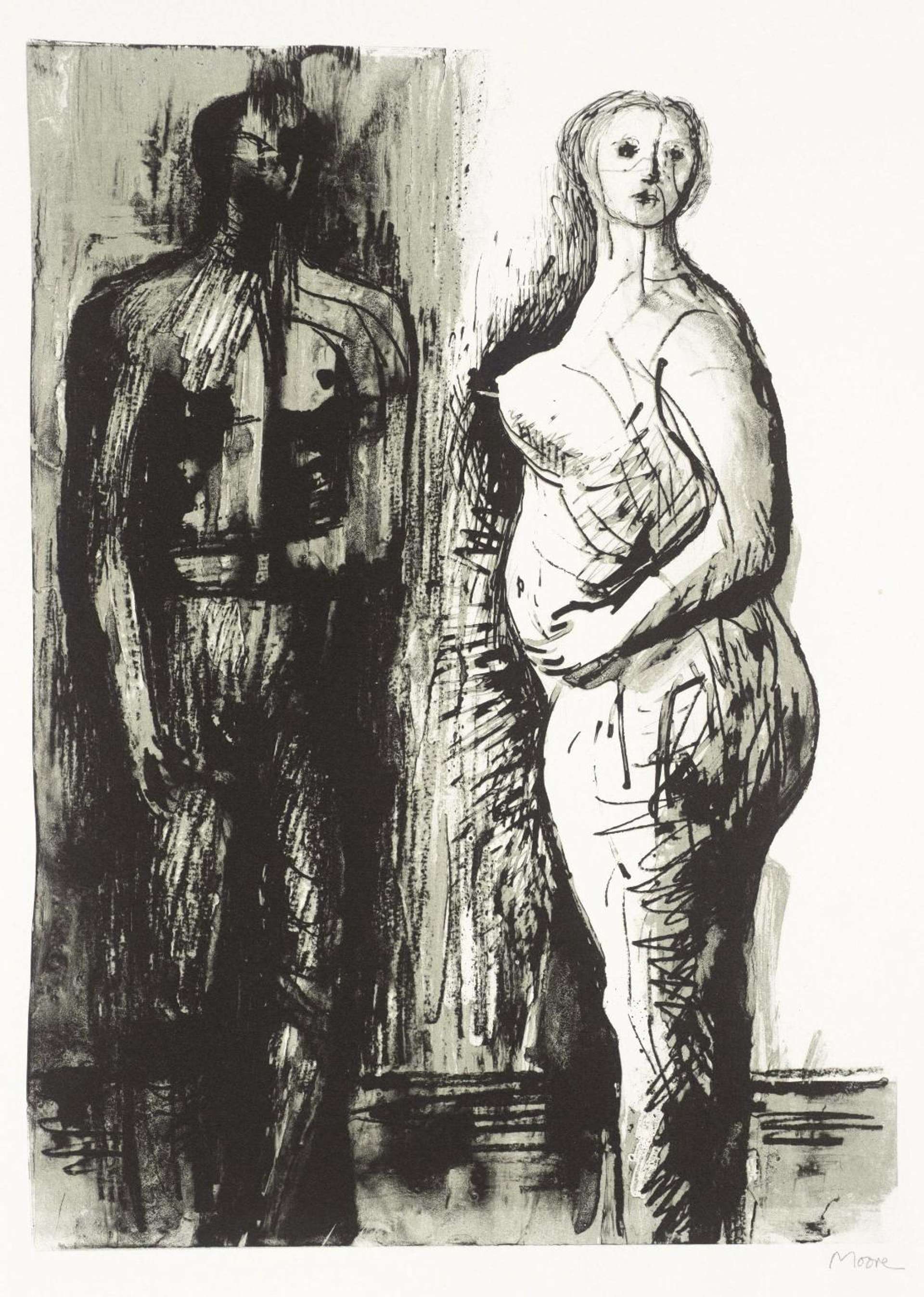 Man And Woman - Signed Print by Henry Moore 1973 - MyArtBroker