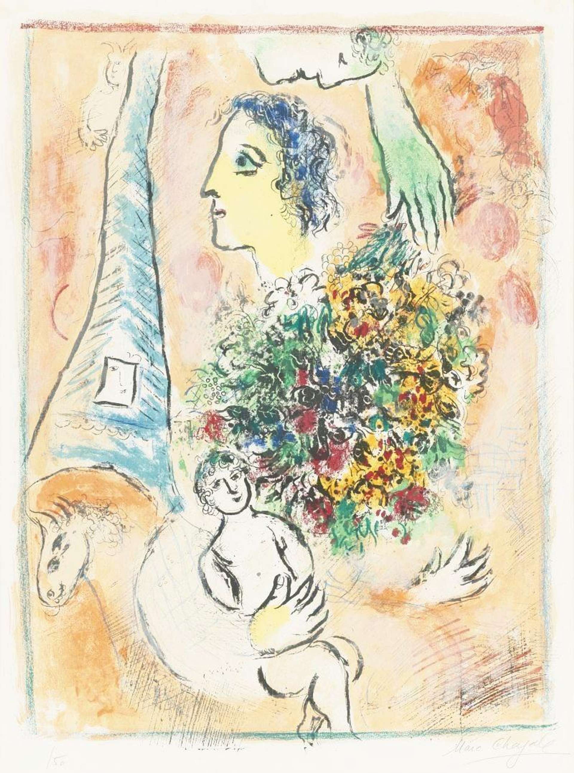 Marc Chagall: Tribute To The Eiffel Tower - Signed Print