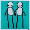 Holding Hands (teal) - Signed Print