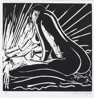 Girl Warming And Reading - Signed Print by Brett Whiteley 1981 - MyArtBroker