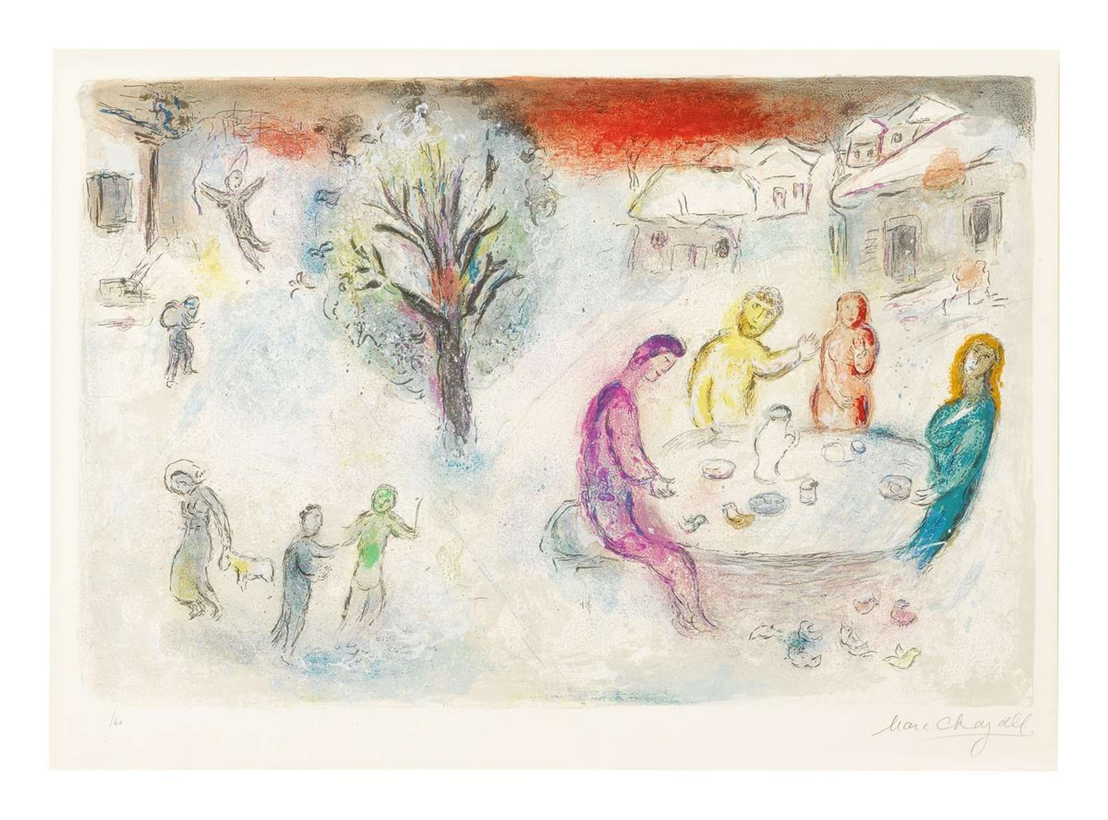 The Meal At Dryas House - Signed Print by Marc Chagall 1961 - MyArtBroker