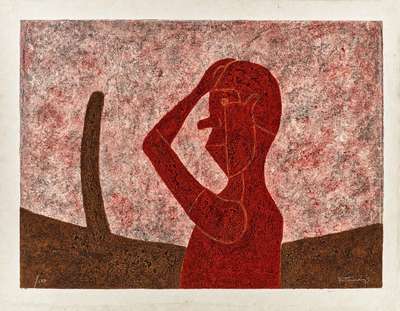 Busto En Rojo - Signed Print by Rufino Tamayo 1984 - MyArtBroker