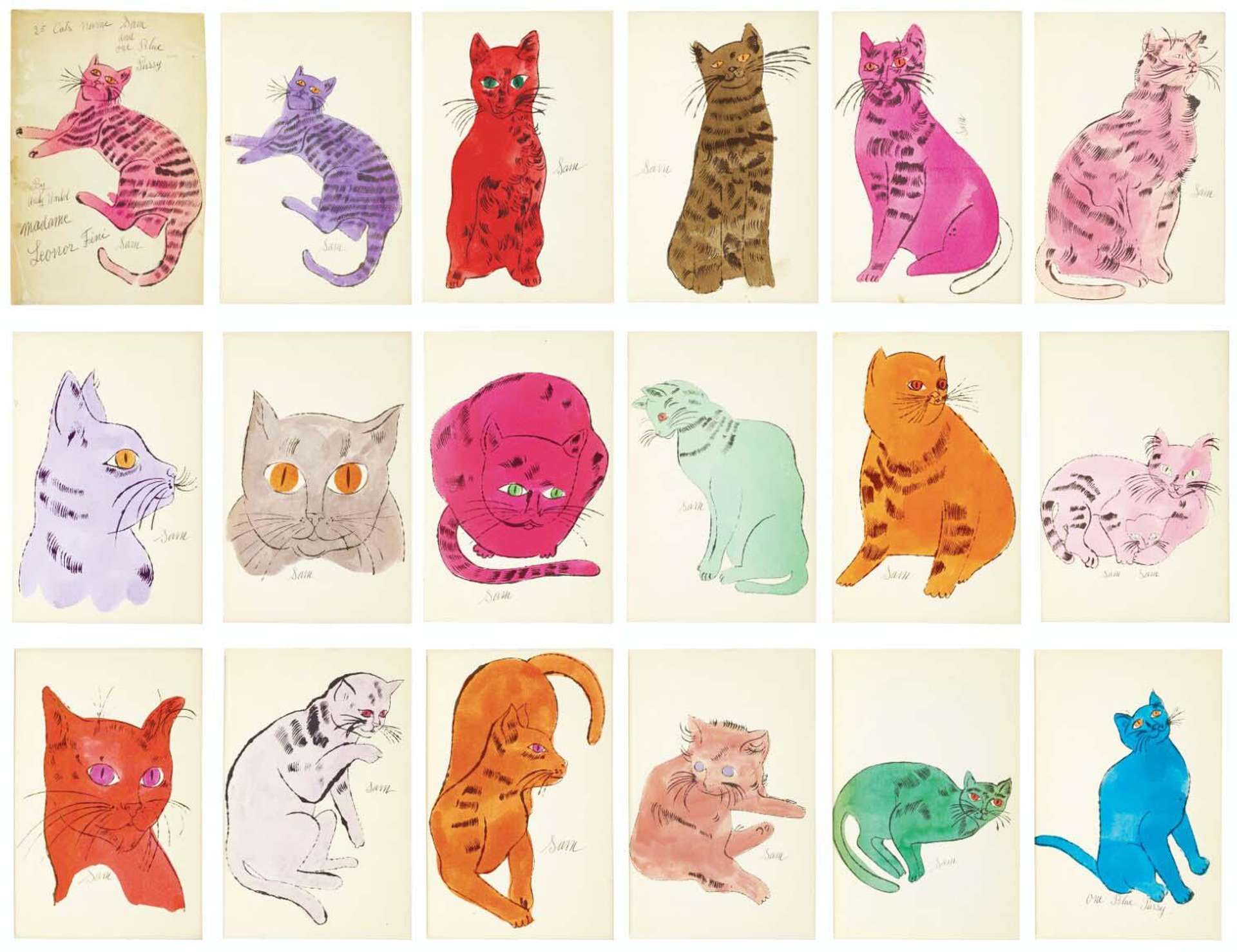 Cats Named Sam (complete set) - Unsigned Print by Andy Warhol 1954 - MyArtBroker