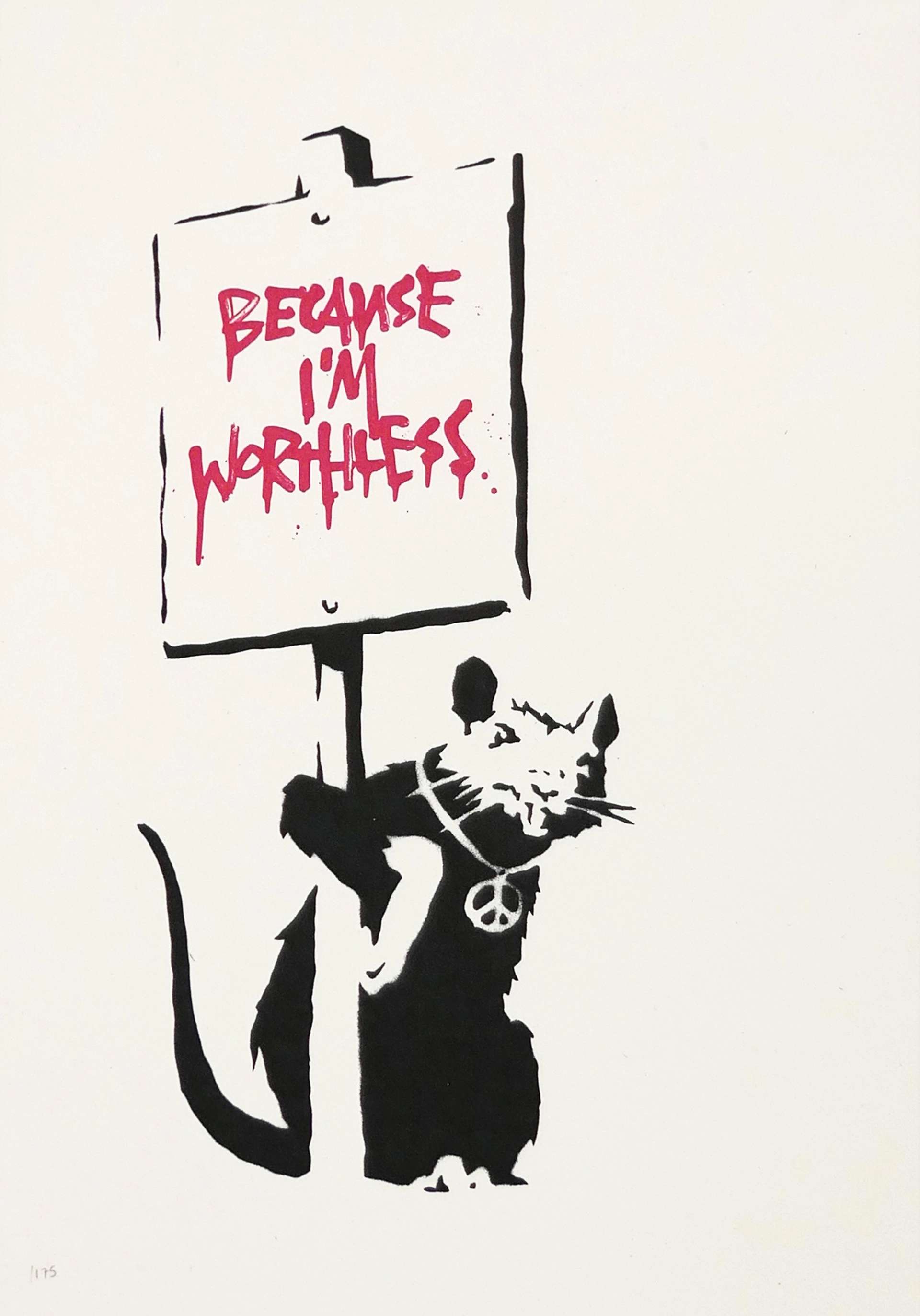 Because I’m Worthless (red) - Unsigned Print by Banksy 2004 - MyArtBroker