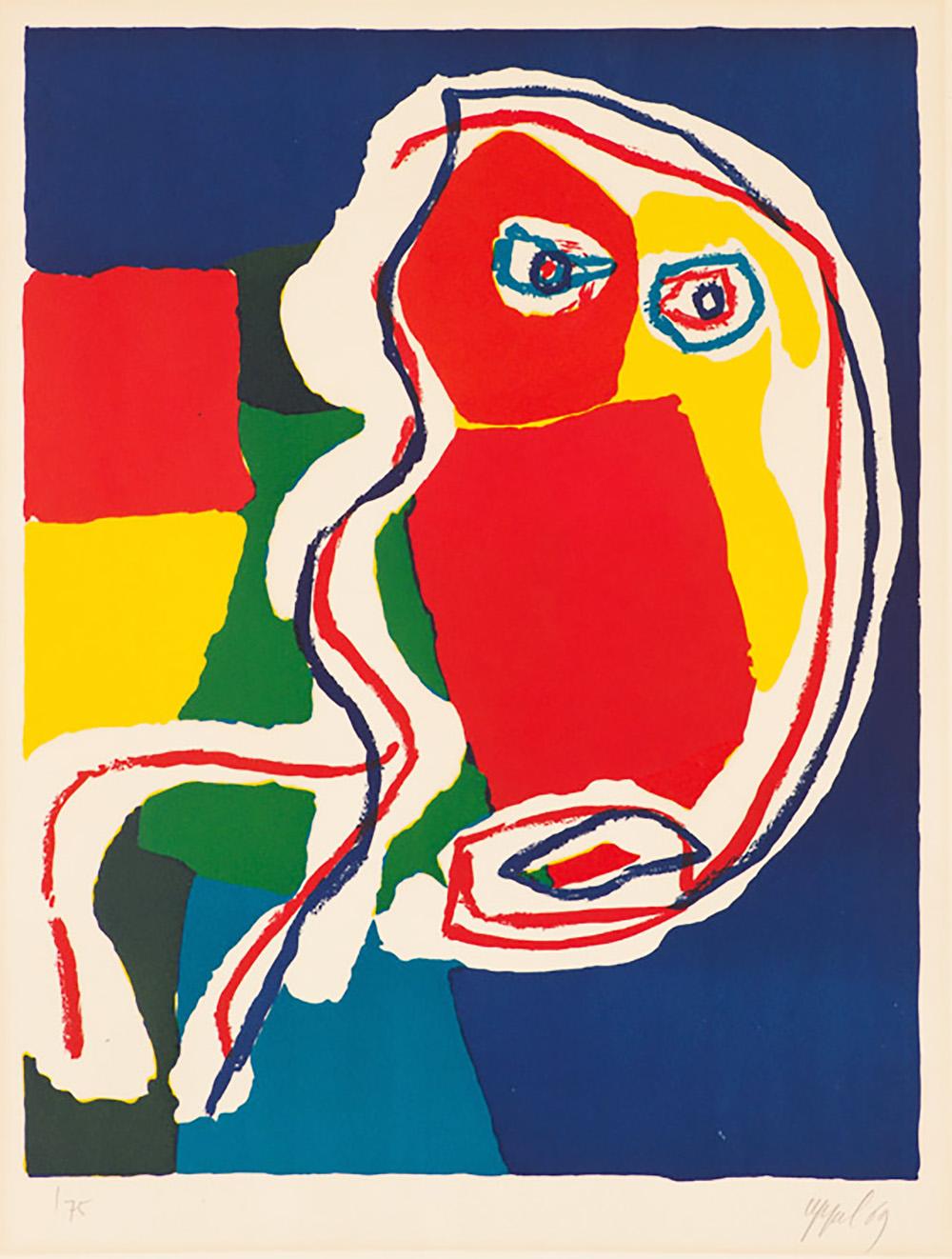 Karel Appel L'Hibou Rouge (Signed Print) 1969 | For Sale