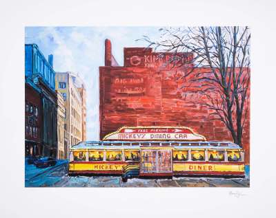 Dining Car Outside Of Chicago - Signed Print by Bob Dylan 2022 - MyArtBroker