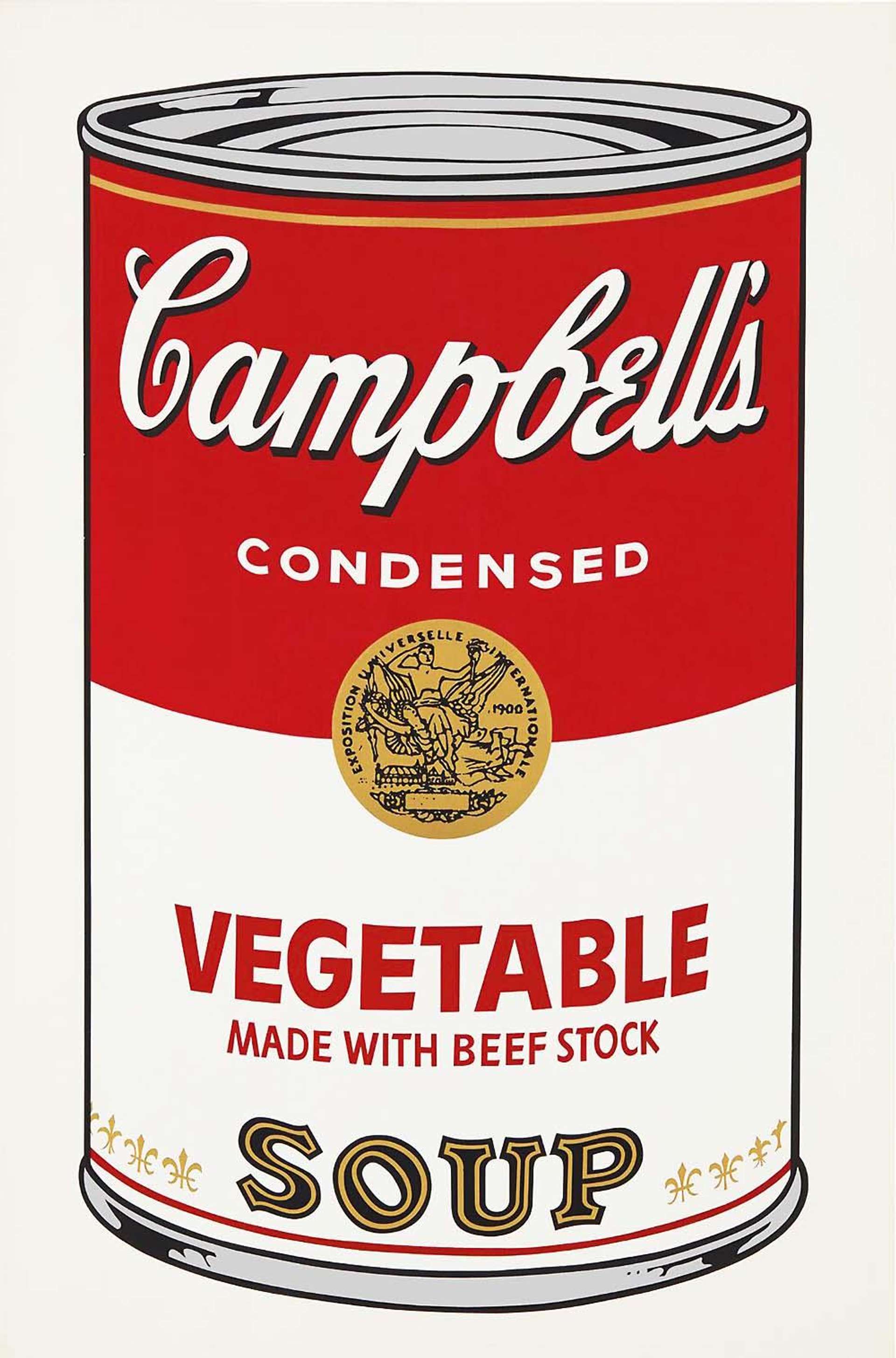 Pop Art style print of a Campbell’s vegetable soup can