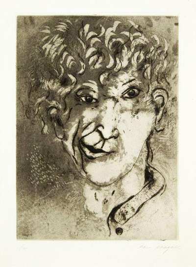Marc Chagall: Autoportrait Le Grimace - Signed Print