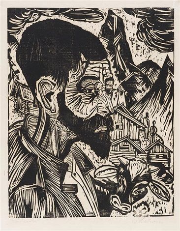 Ernst Ludwig Kirchner Sennkopf (Martin Schmid) (Signed Print) 1917
