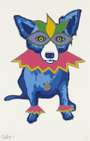 George Rodrigue: Party Animal (white) - Signed Print