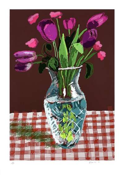 16th March 2021, Tulips In Cut Glass - Signed Print by David Hockney 2021 - MyArtBroker
