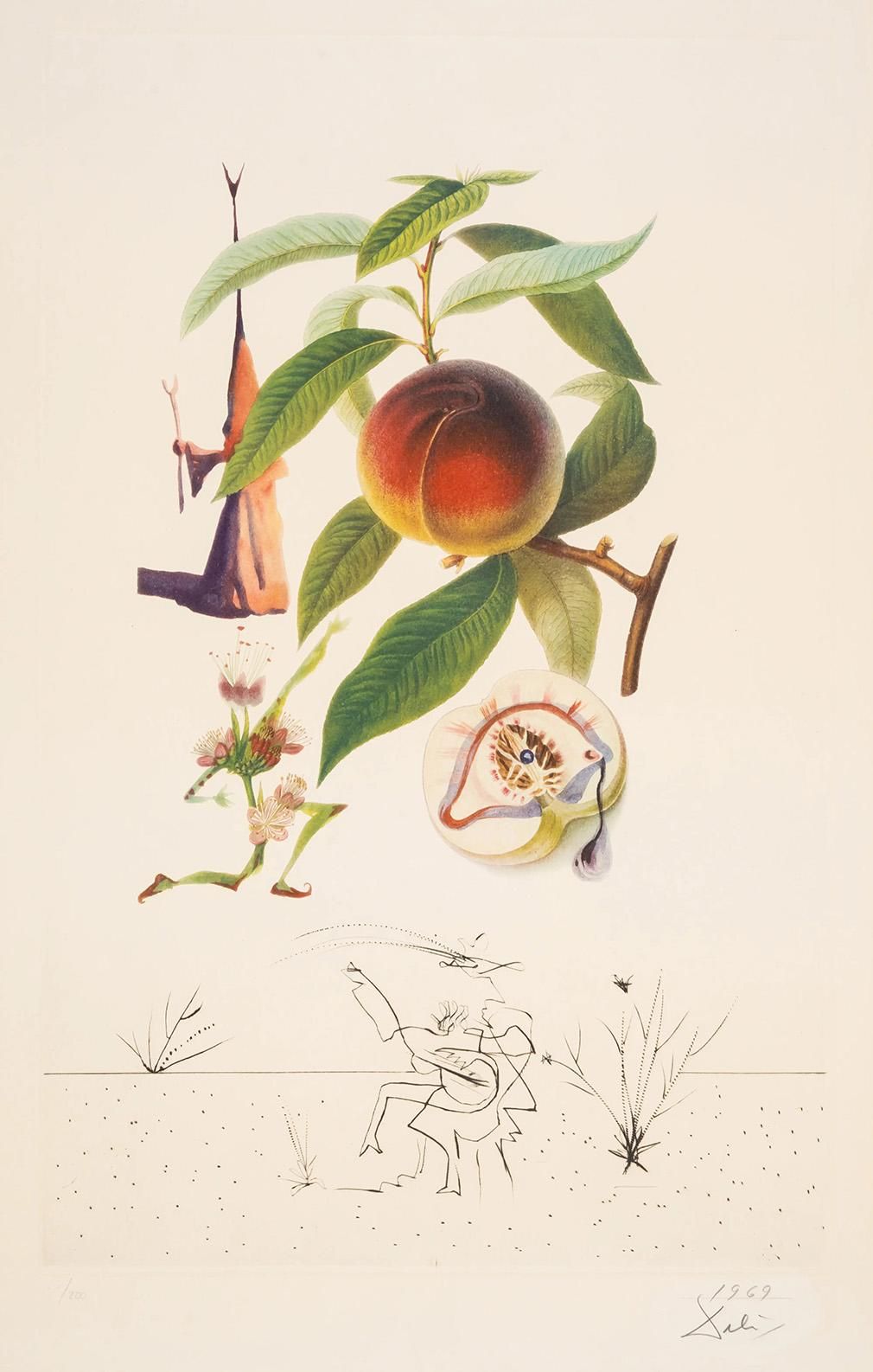 Salvador Dali Pêcher Pénitent (Flordali, Les Fruits) (Signed Print