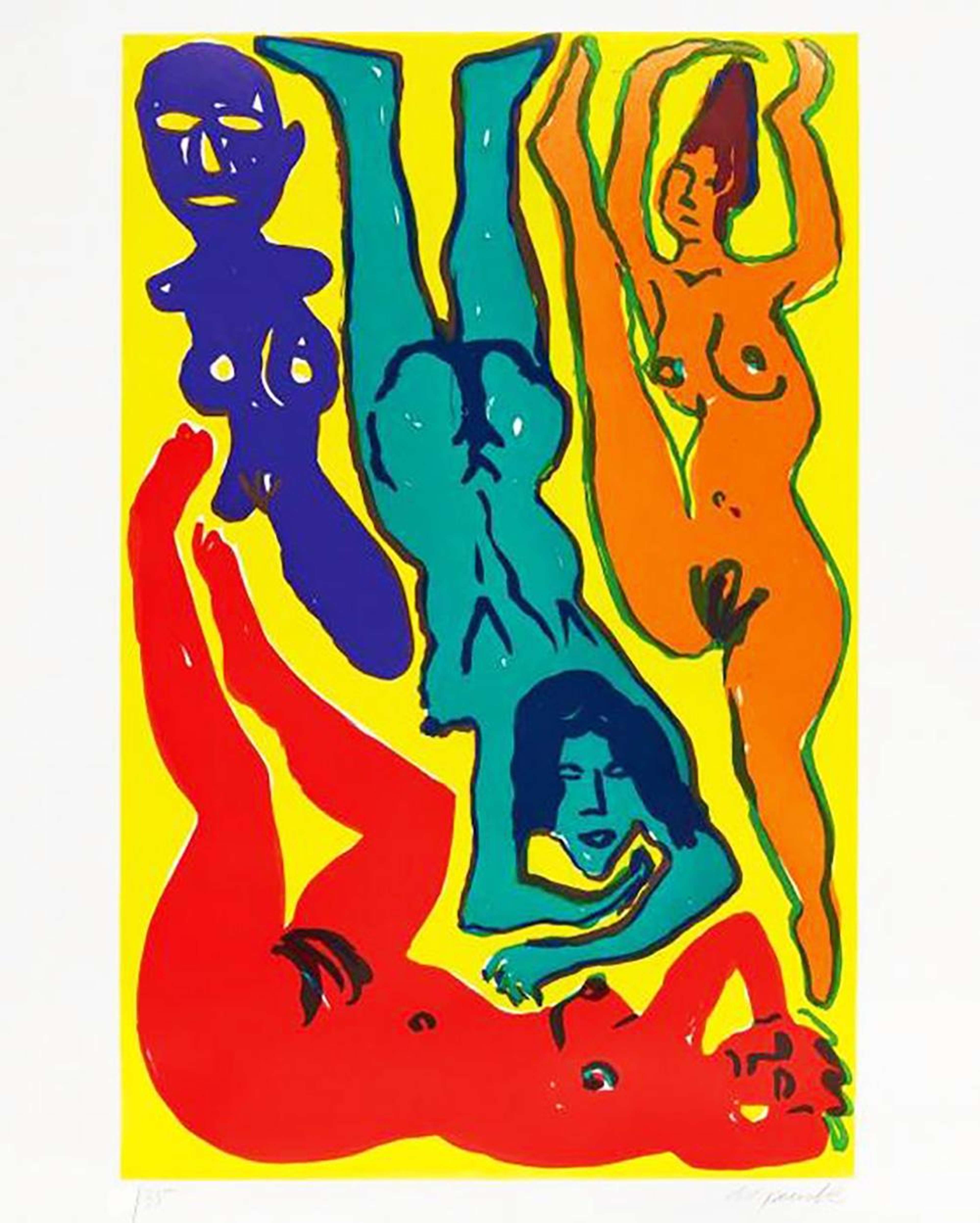 Drei Frauen Mit Dämon - Signed Print by A. R. Penck 1989 - MyArtBroker